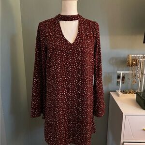 EUC Bell Sleeved Leopard Rust Patterned Mini Dress S Small